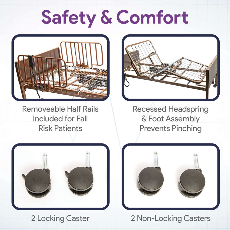 Alwyn Home Aristomache SemiElectric 36" Wide Hospital Bed for Home Use